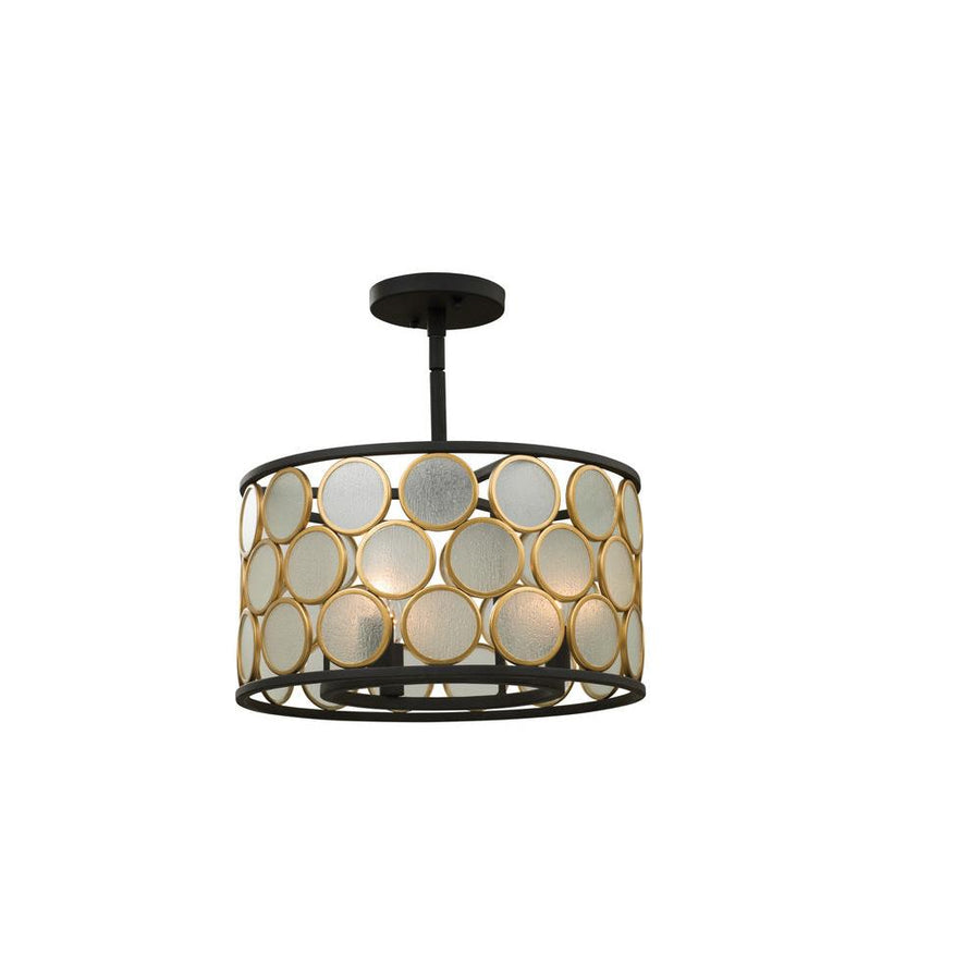 Corsa 16 Inch Semi Flush Mount – Matte Black w Gold – 507940BMG