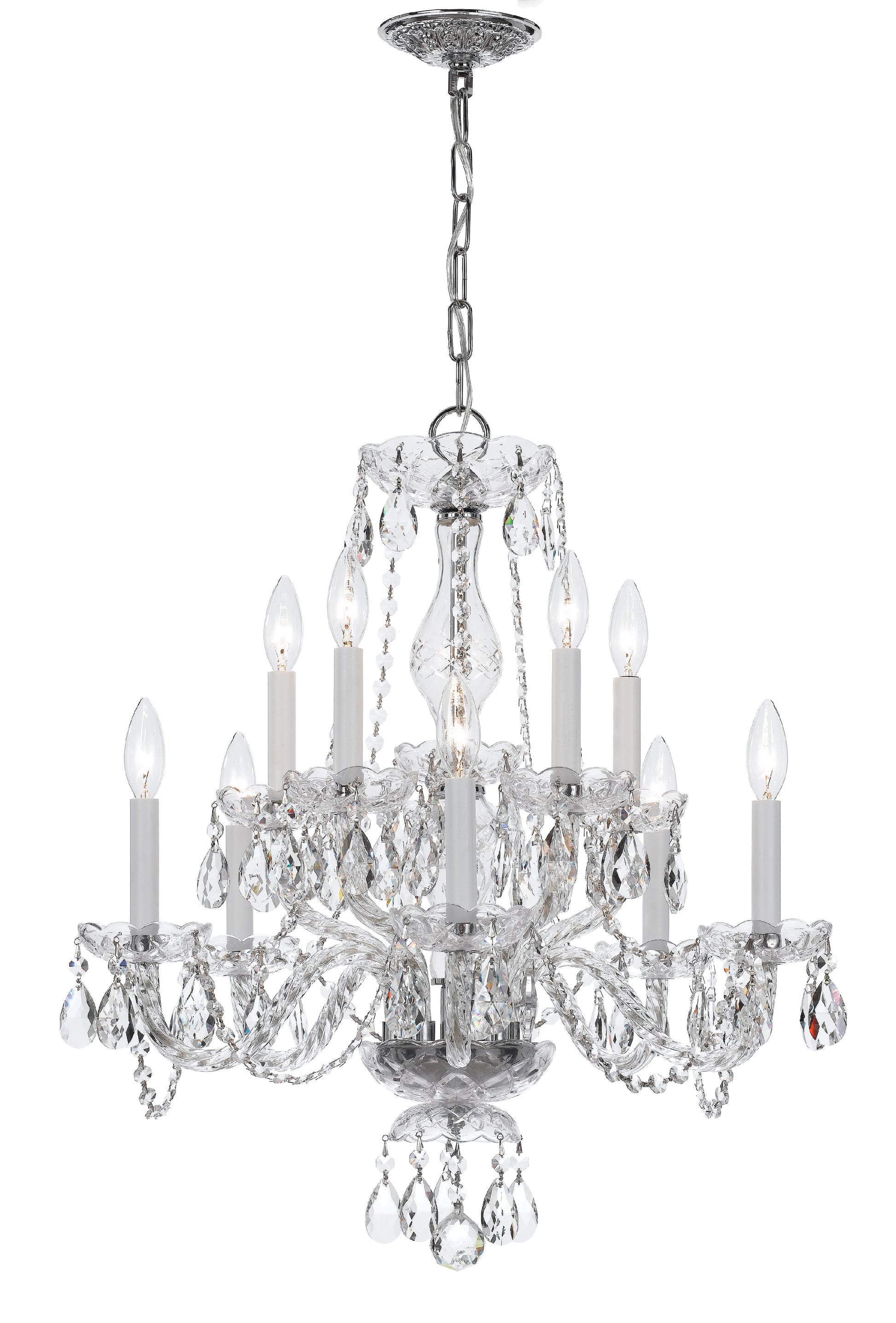 Crystorama Traditional Crystal 5080-CH-CL-MWP – 23 Inch – 10 Light – Chandelier – Clear Crystal – Polished Chrome – Damp Rated