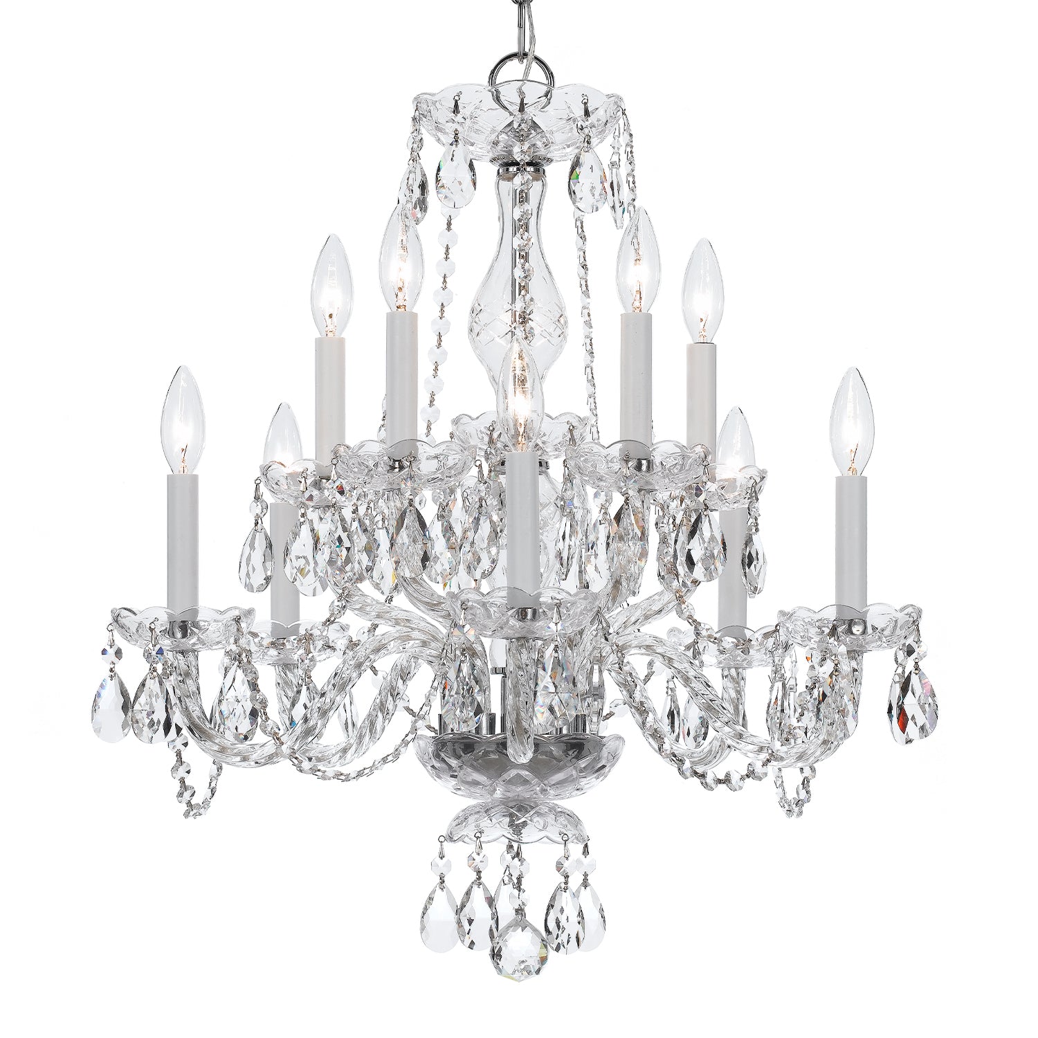 Crystorama Traditional Crystal 5080-CH-CL-MWP – 23 Inch – 10 Light – Chandelier – Clear Crystal – Polished Chrome – Damp Rated