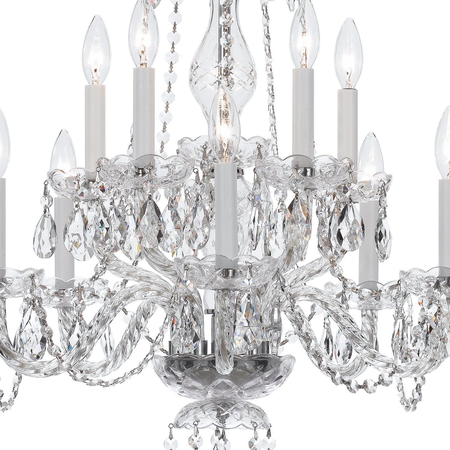 Crystorama Traditional Crystal 5080-CH-CL-MWP – 23 Inch – 10 Light – Chandelier – Clear Crystal – Polished Chrome – Damp Rated
