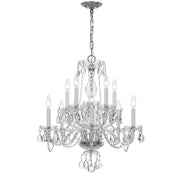Crystorama Traditional Crystal 5080-CH-CL-SAQ – 23 Inch – 10 Light – Chandelier – Clear Crystal – Polished Chrome – Damp Rated