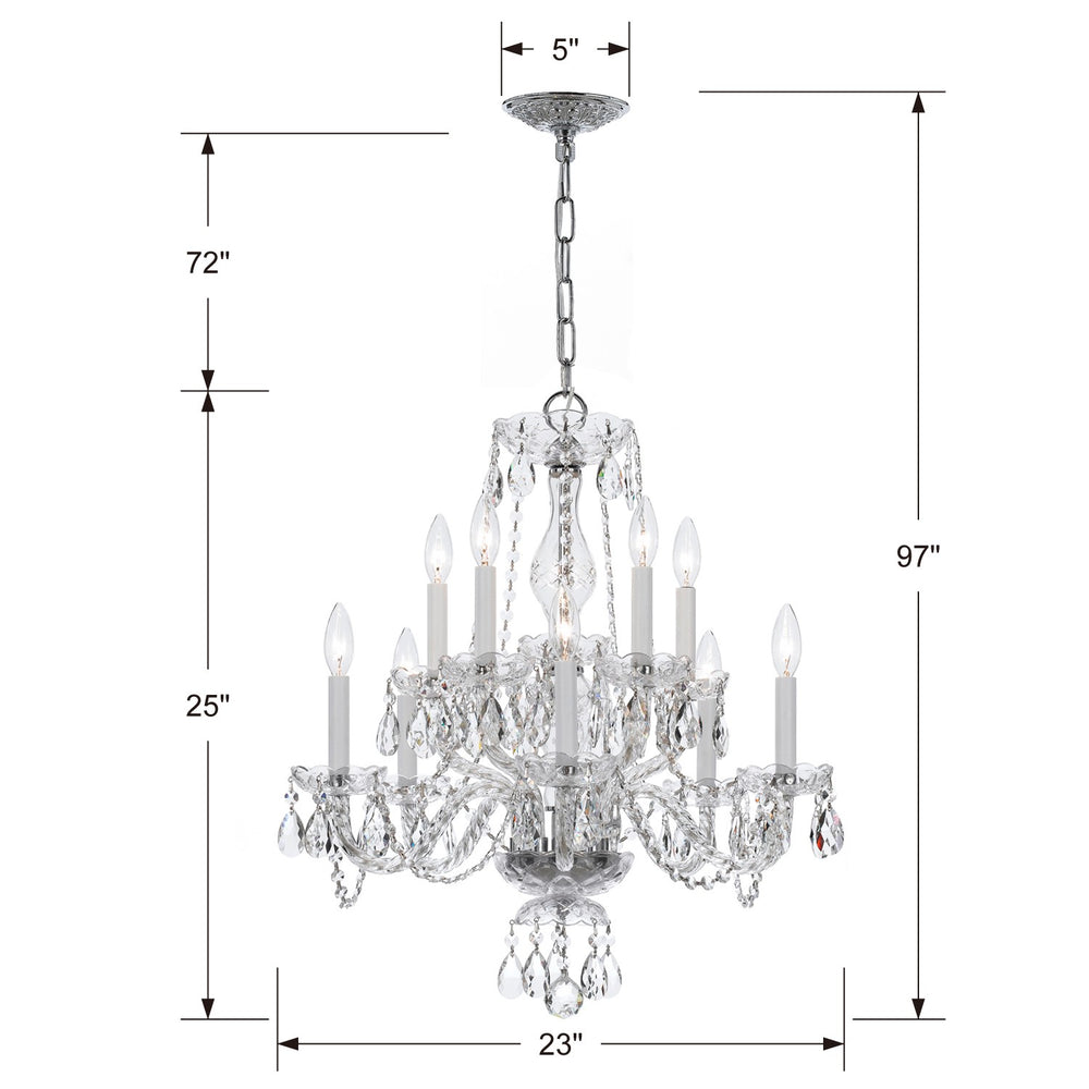 Crystorama 5080-CH-CL-SAQ Traditional Crystal 10 Light Spectra Crystal Chandelier, UL Damp Rated, Polished Chrome