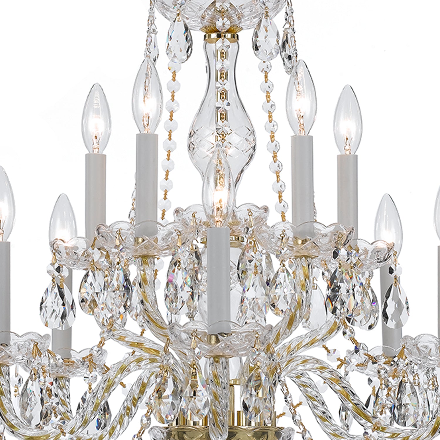 Crystorama Traditional Crystal 5080-PB-CL-I – 23 Inch – 10 Light – Chandelier – Clear Crystal – Polished Brass – Damp Rated