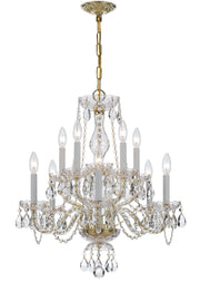 Crystorama Traditional Crystal 5080-PB-CL-SAQ – 23 Inch – 10 Light – Chandelier – Clear Crystal – Polished Brass – Damp Rated