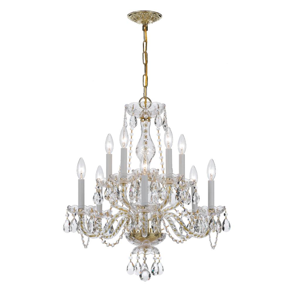 Crystorama Lighting 5080-PB-CL-SAQ Chandelier, Traditional Crystal, 10 Light, Polished Brass