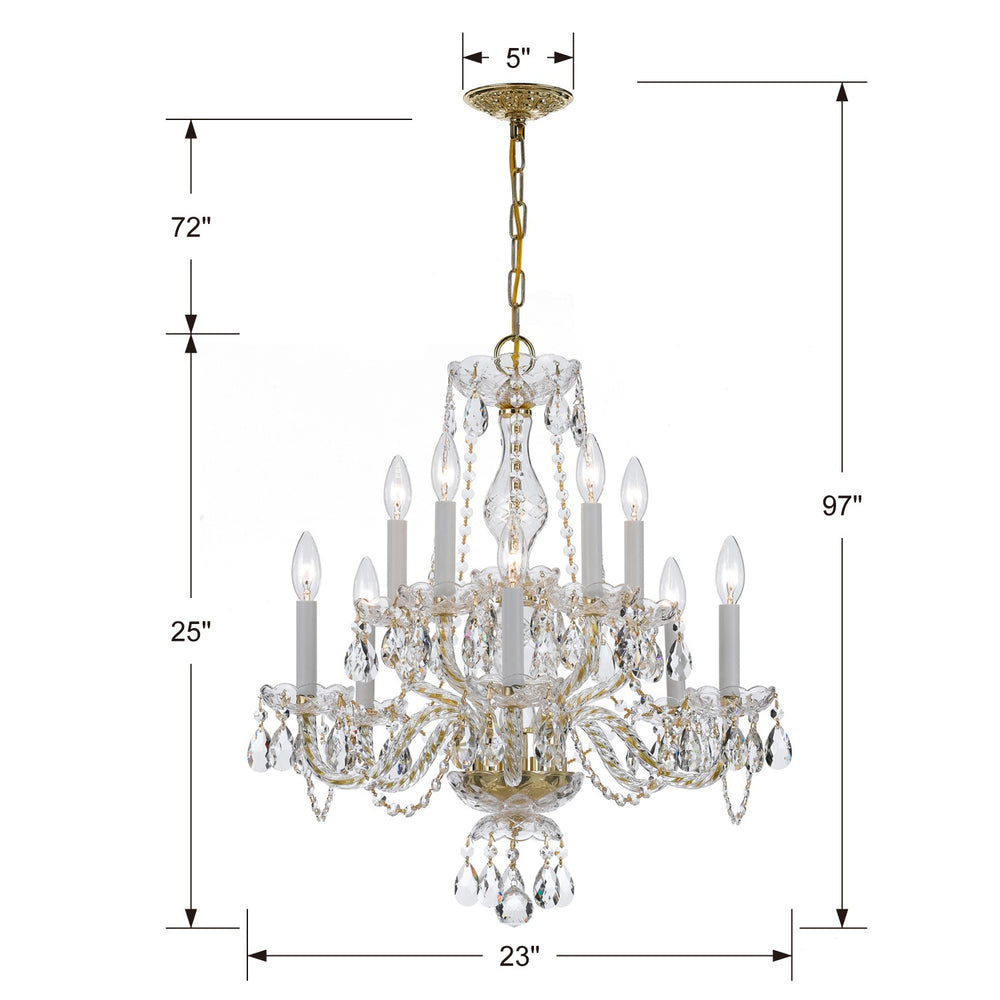 Crystorama Lighting 5080-PB-CL-SAQ Chandelier, Traditional Crystal, 10 Light, Polished Brass