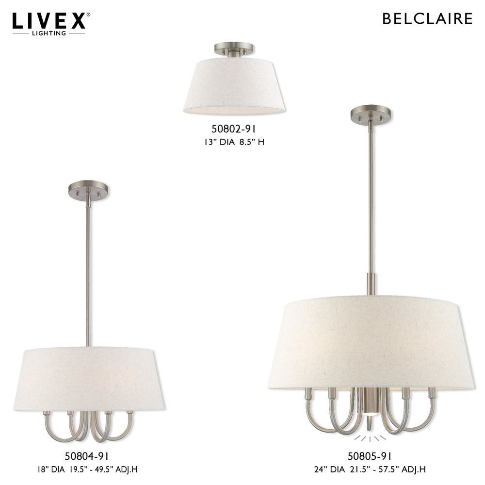 Livex Lighting BELCLAIRE 50804-91 Pendant Contemporary - Nickel