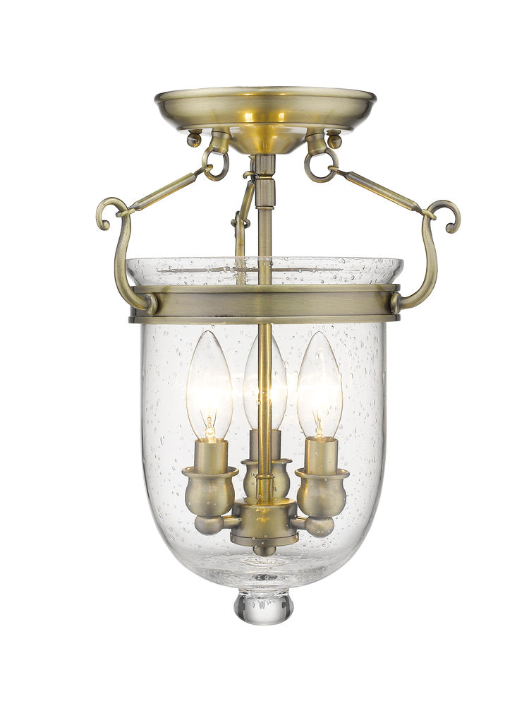 Livex Lighting JEFFERSON 5081-01 Flush Mount Traditional - Antique Brass