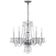 Crystorama Traditional Crystal 5085-CH-CL-I – 21 Inch – 5 Light – Chandelier – Clear Crystal – Polished Chrome – Damp Rated