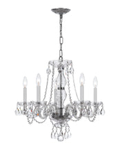 Crystorama Traditional Crystal 5085-CH-CL-S – 21 Inch – 5 Light – Chandelier – Clear Crystal – Polished Chrome – Damp Rated