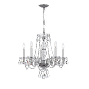 Crystorama Traditional Crystal 5085-CH-CL-SAQ – 21 Inch – 5 Light – Chandelier – Clear Crystal – Polished Chrome – Damp Rated