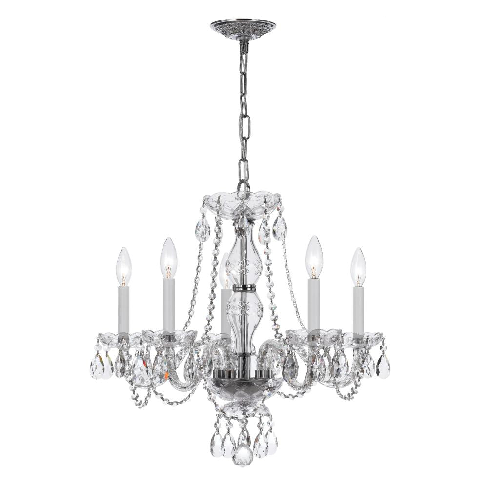 Crystorama Lighting 5085-CH-CL-SAQ Traditional Crystal 5 Light Polished Chrome Chandelier