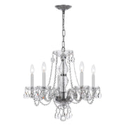 Crystorama Lighting 5085-CH-CL-S Traditional Crystal 5 Light Swarovski Strass Crystal Chandelier, UL Damp Rated, Polished Chrome
