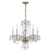 Crystorama Traditional Crystal 5085-PB-CL-I – 21 Inch – 5 Light – Chandelier – Clear Crystal – Polished Brass – Damp Rated