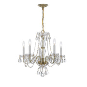 Crystorama Traditional Crystal 5085-PB-CL-SAQ – 21 Inch – 5 Light – Chandelier – Clear Crystal – Polished Brass – Damp Rated