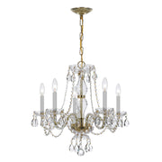 Crystorama Lighting 5085-PB-CL-SAQ Traditional Crystal 5 Light Polished Brass Chandelier