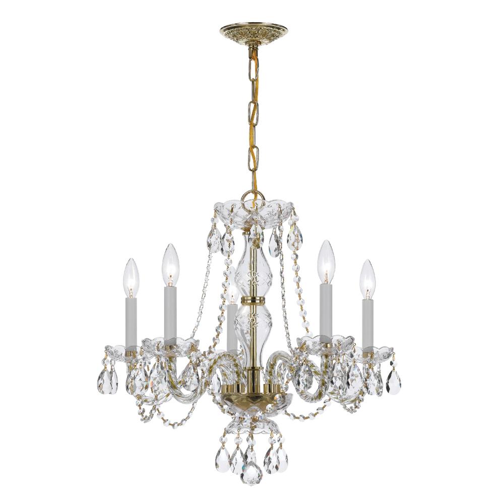 Crystorama Lighting 5085-PB-CL-S Traditional Crystal 5 Light Swarovski Strass Crystal Polished Brass Chandelier