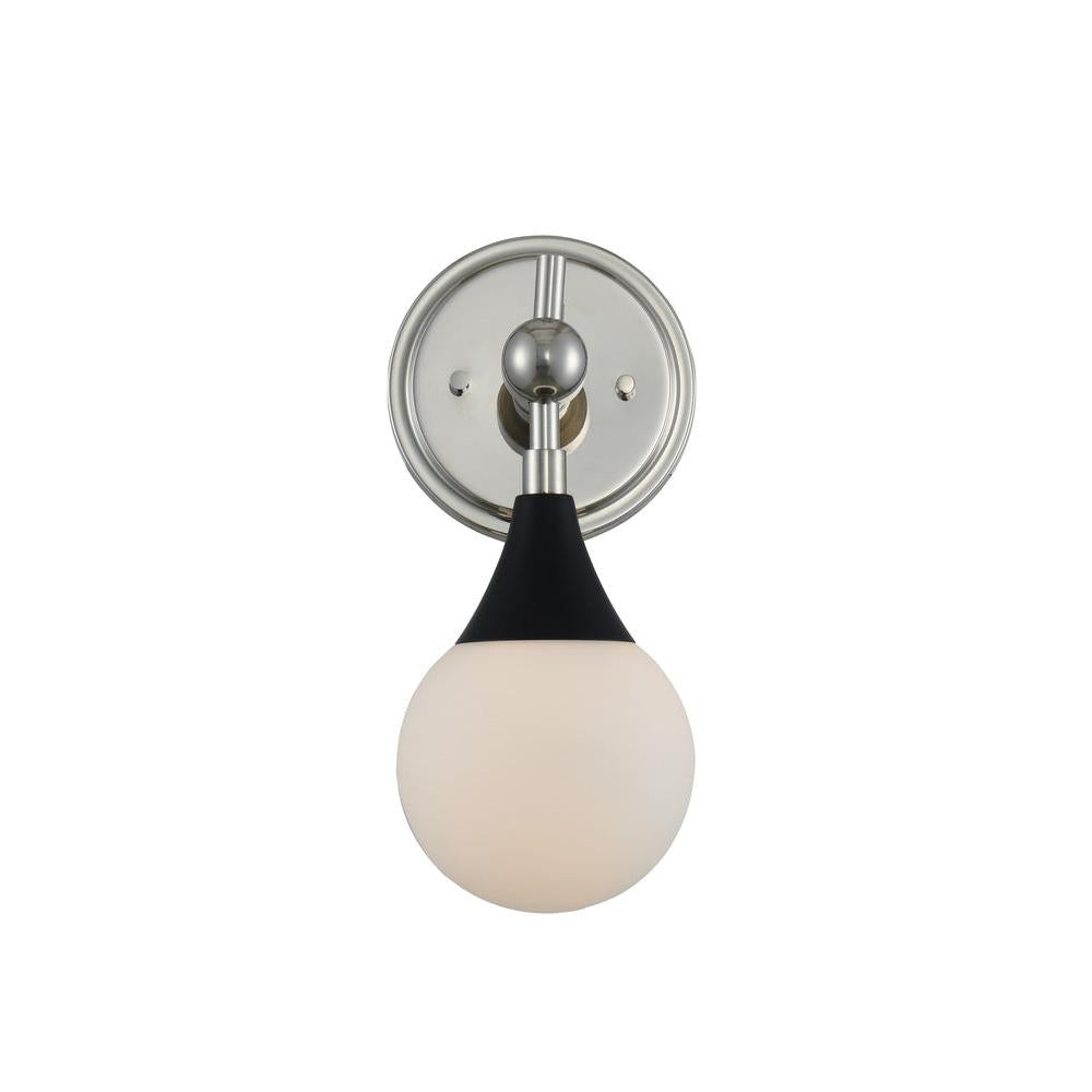 Bogart 5 Inch Bath Vanity Light – Matte Black w Polished Nickel – 508531BPN