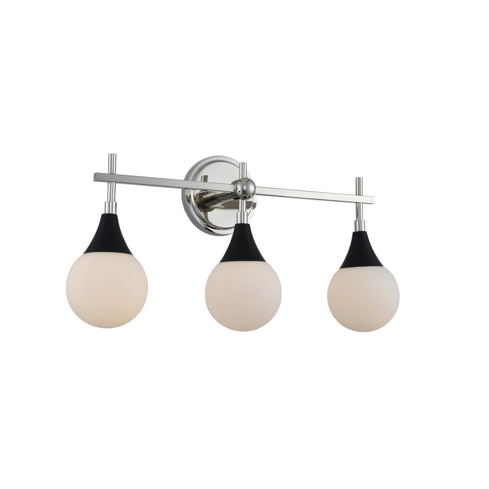 Bogart 22 Inch Bath Vanity Light – Matte Black w Polished Nickel – 508533BPN