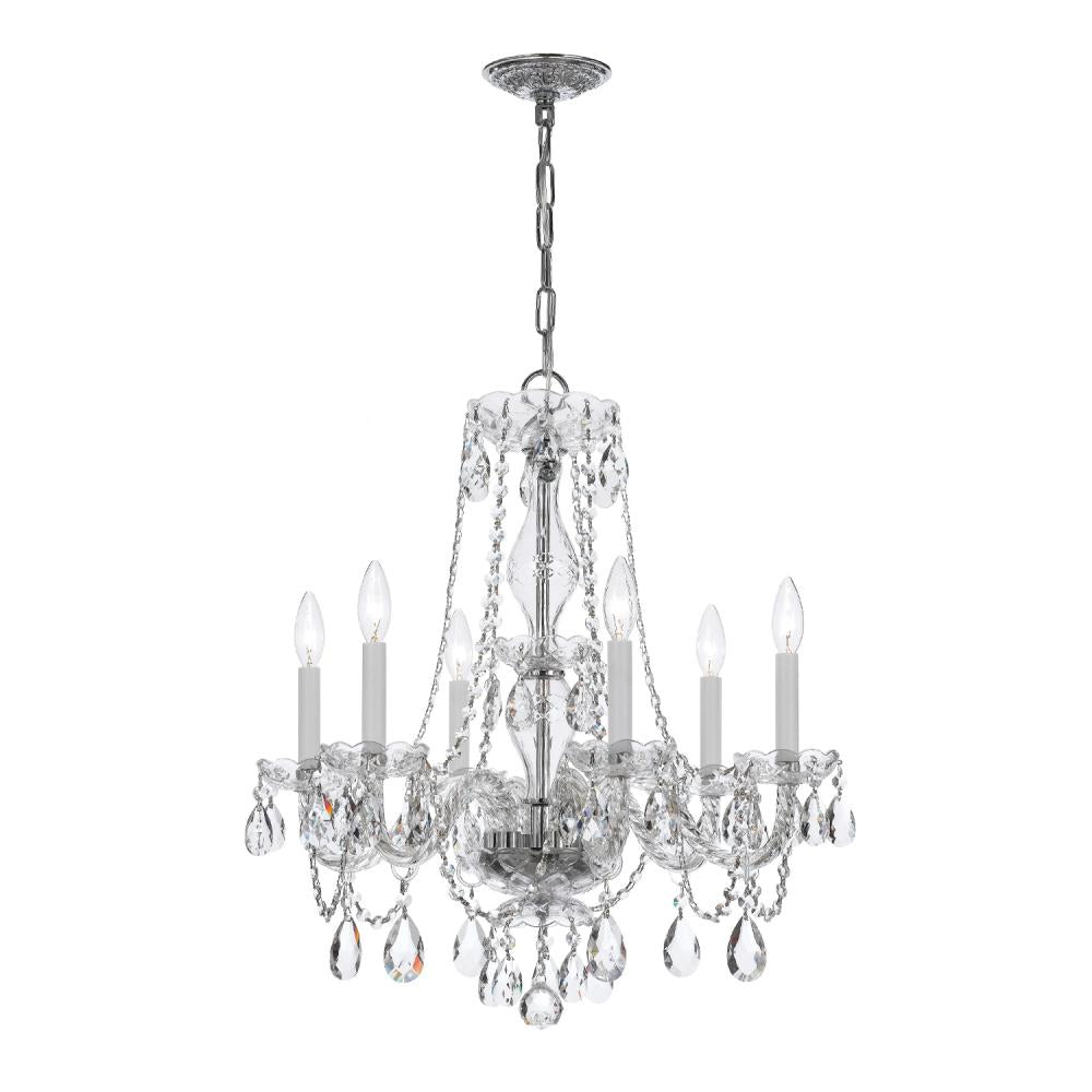 Crystorama Lighting 5086-CH-CL-S Traditional Crystal 6 Light, Damp Rated, Polished Chrome Chandelier