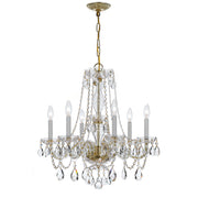 Crystorama Traditional Crystal 5086-PB-CL-I – 23 Inch – 6 Light – Chandelier – Clear Crystal – Polished Brass – Damp Rated