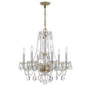 Crystorama Traditional Crystal 5086-PB-CL-MWP – 23 Inch – 6 Light – Chandelier – Clear Crystal – Polished Brass – Damp Rated
