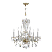 Crystorama Lighting 5086-PB-CL-MWP Traditional Crystal 6 Light Chandelier, UL Damp Rated, Polished Brass