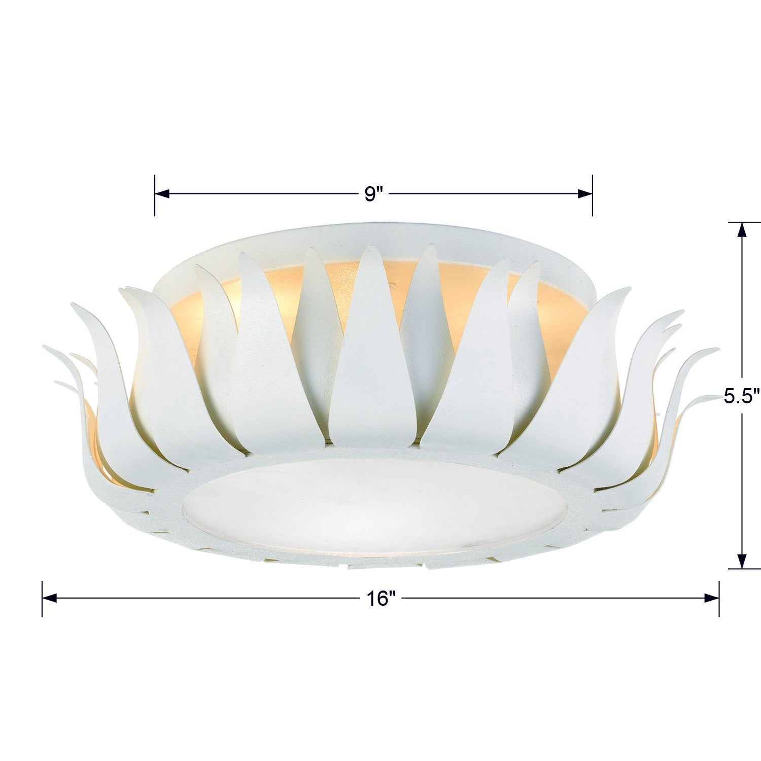 Crystorama Broche 510-MT – 16 Inch – 3 Light – Semi Flush Mount Light – Matte White – Damp Rated