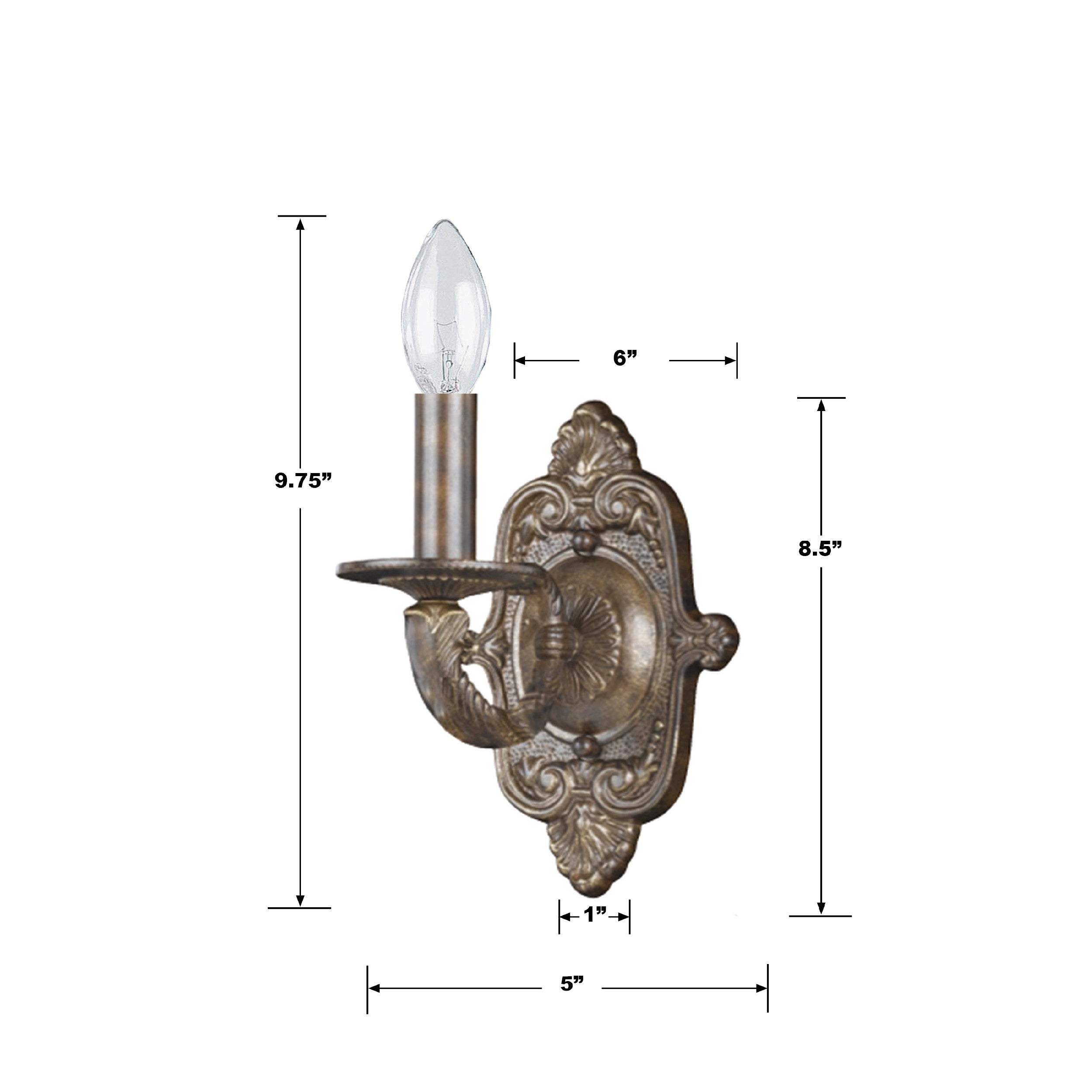 Crystorama Paris Market 5111-VB – 5 Inch – 1 Light – Sconce – Venetian Bronze – Dry Rated