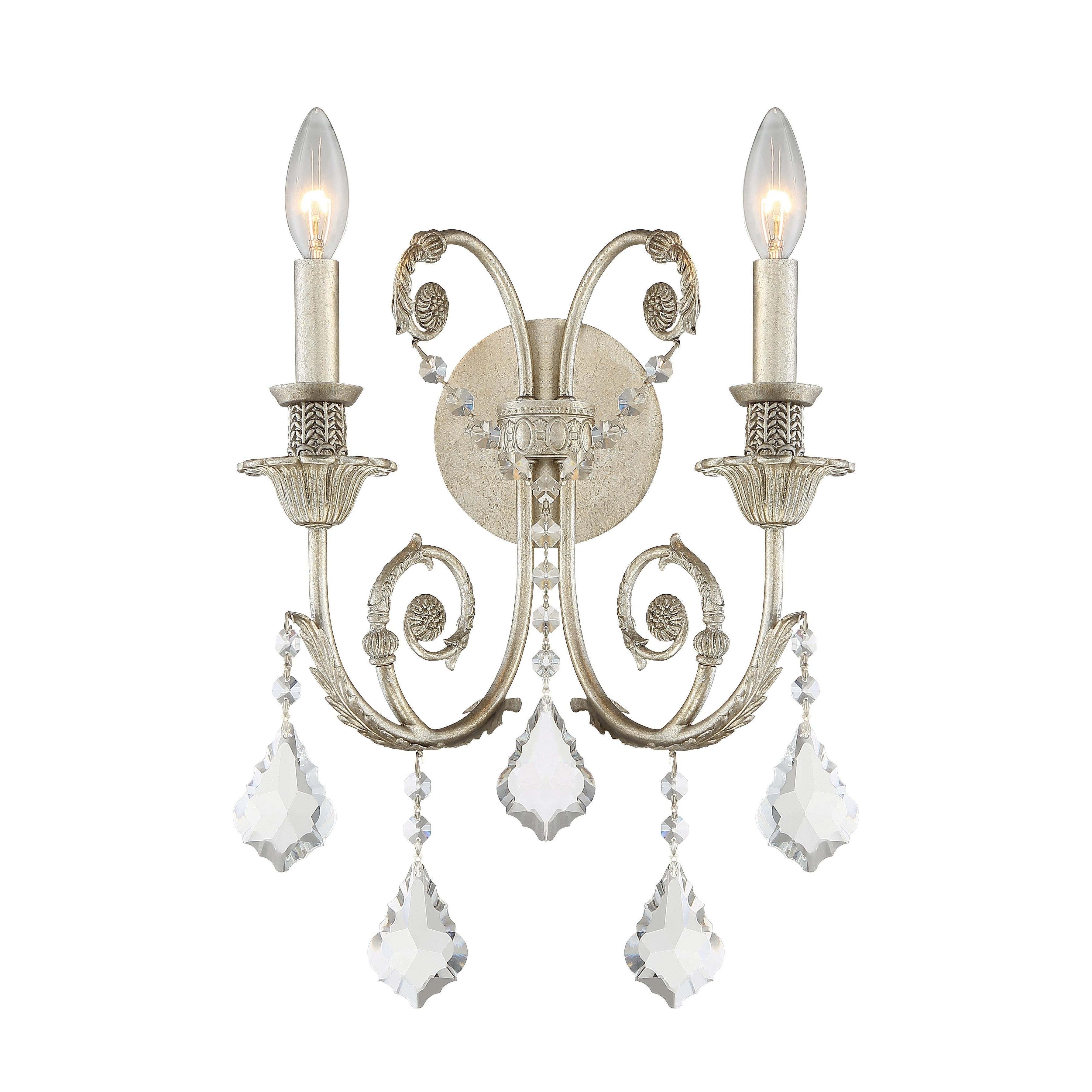 Crystorama Regis 5112-OS-CL-S – 12.5 Inch – 2 Light – Sconce – Clear Crystal – Olde Silver – Damp Rated