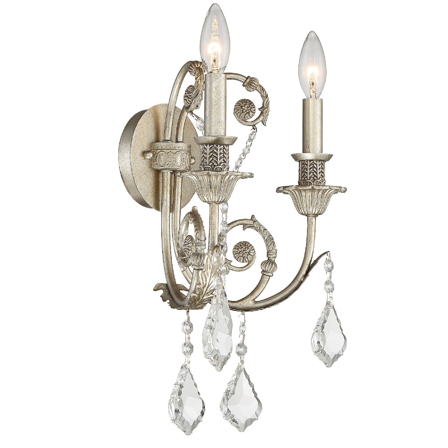 Crystorama Regis 5112-OS-CL-SAQ – 12.5 Inch – 2 Light – Sconce – Clear Crystal – Olde Silver – Damp Rated