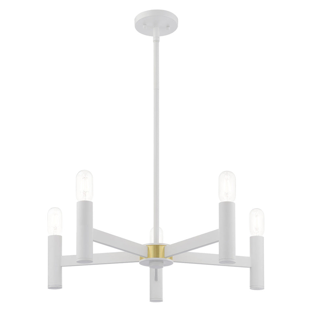 Livex Lighting COPENHAGEN 51135-03 Chandelier Contemporary - White With Satin Brass Accents