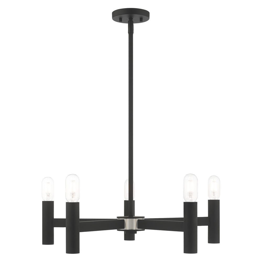 Livex Lighting COPENHAGEN 51135-04 Chandelier Contemporary - Black With Brushed Nickel Accents