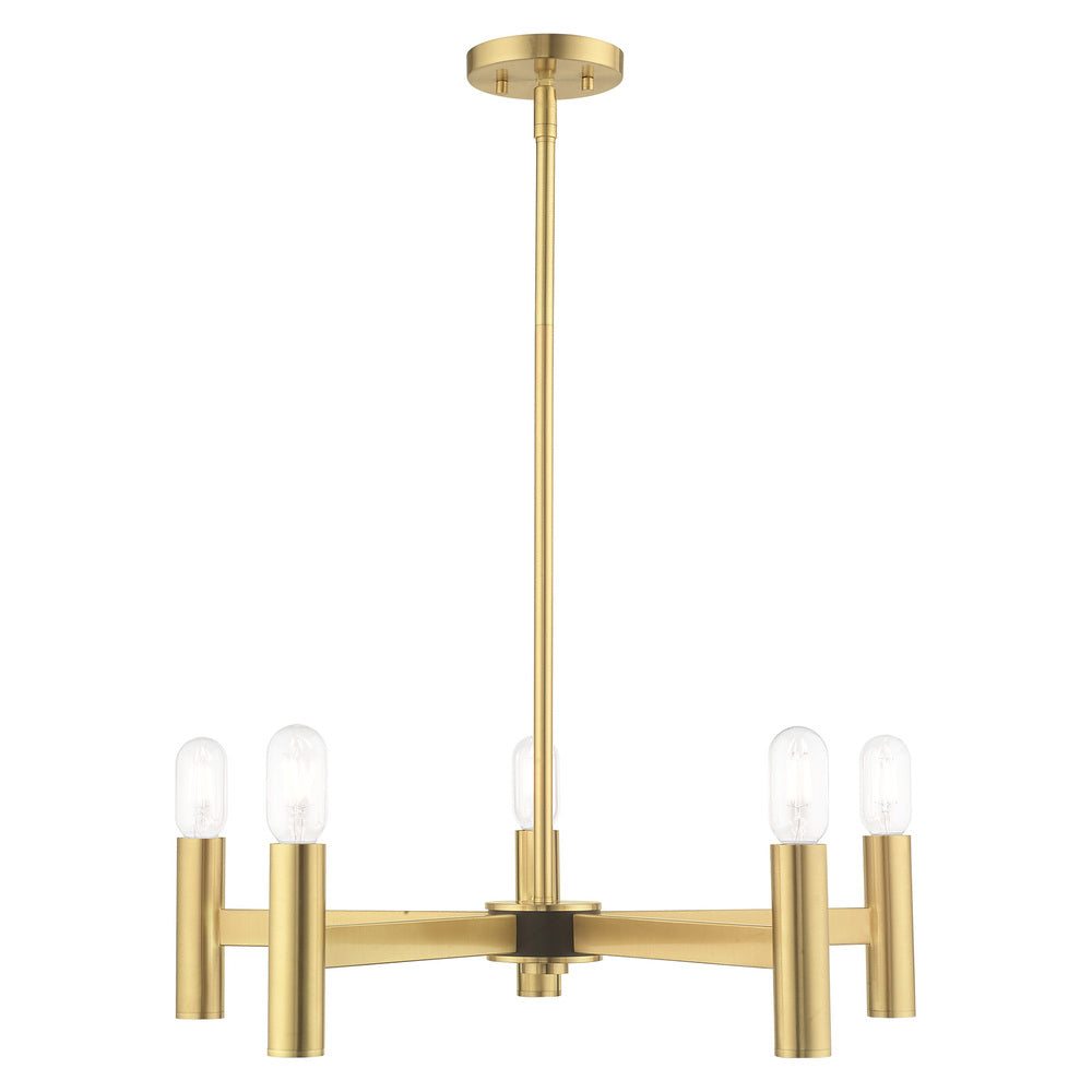 Livex Lighting COPENHAGEN 51135-12 Chandelier Contemporary - Satin Brass With Bronze Accents