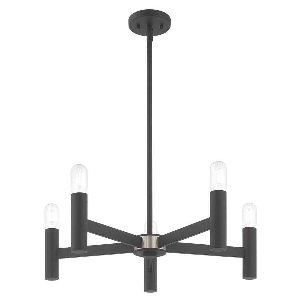 Livex Lighting COPENHAGEN 51135-76 Chandelier Contemporary - Scandinavian Gray With Brushed Nickel Accents