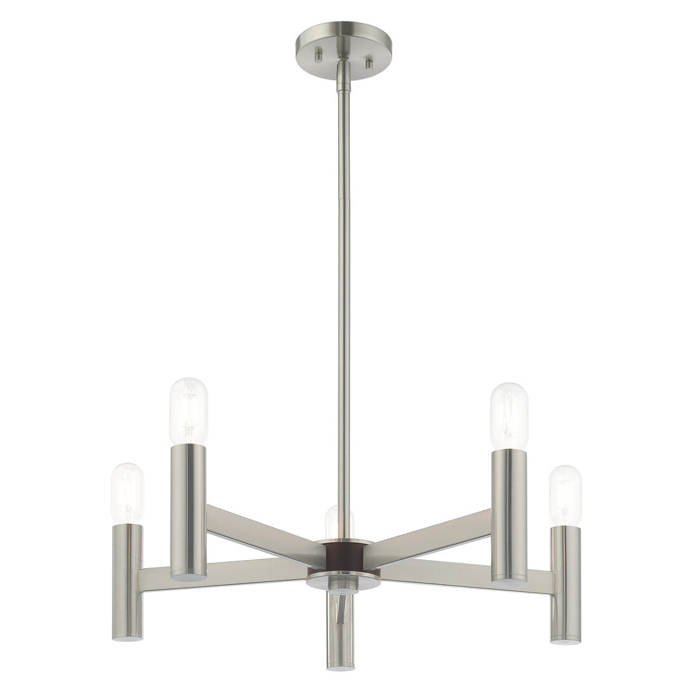 Livex Lighting COPENHAGEN 51135-91 Chandelier Contemporary - Brushed Nickel With Bronze Accents