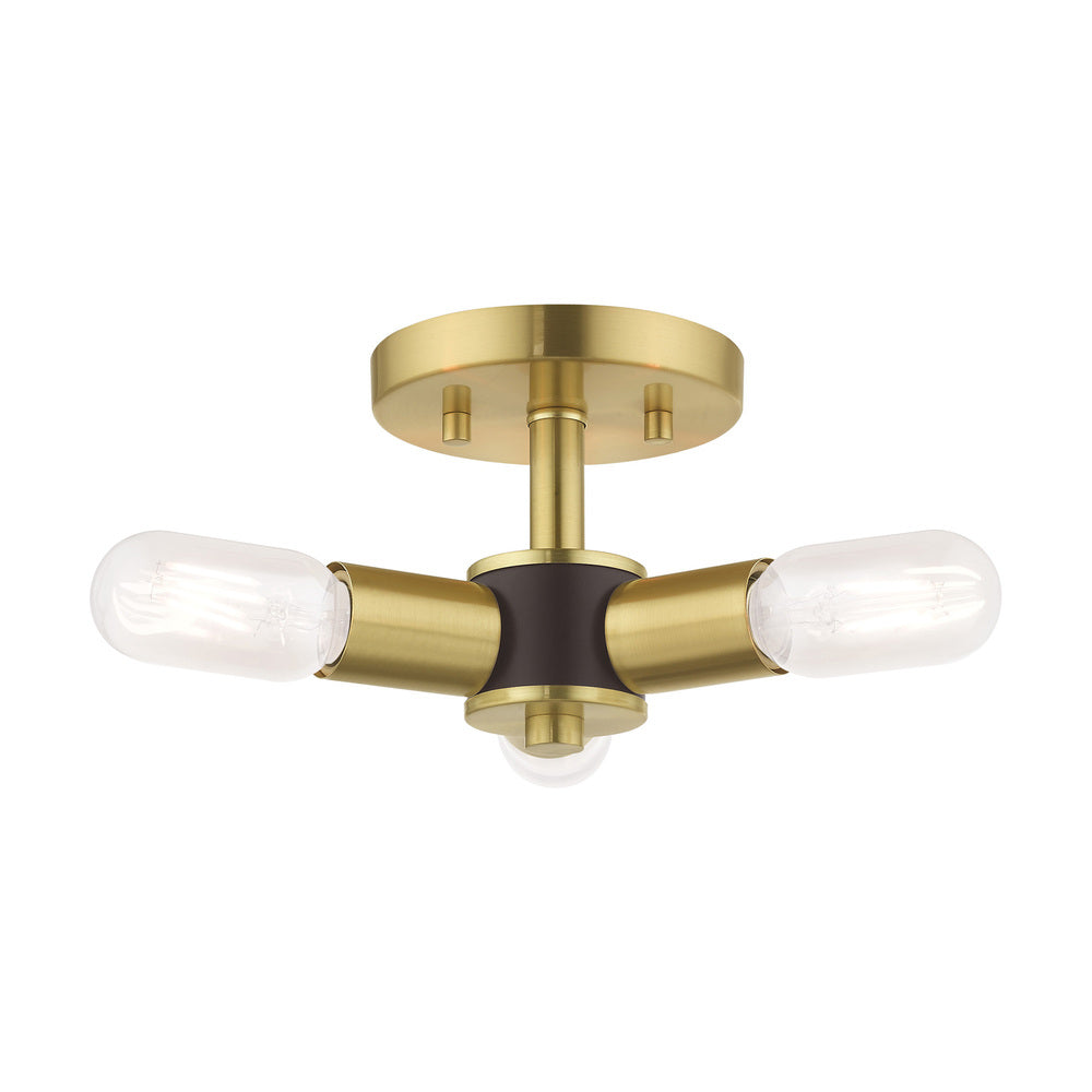 Livex Lighting COPENHAGEN 51137-12 Flush Mount Contemporary - Satin Brass With Bronze Accents