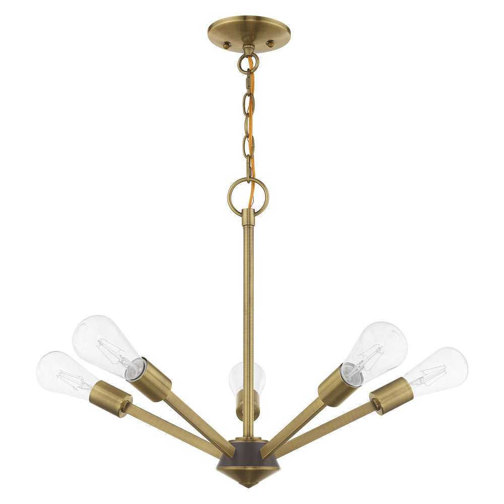 Livex Lighting PRAGUE 51155-01 Chandelier Contemporary - Antique Brass With Bronze Accent