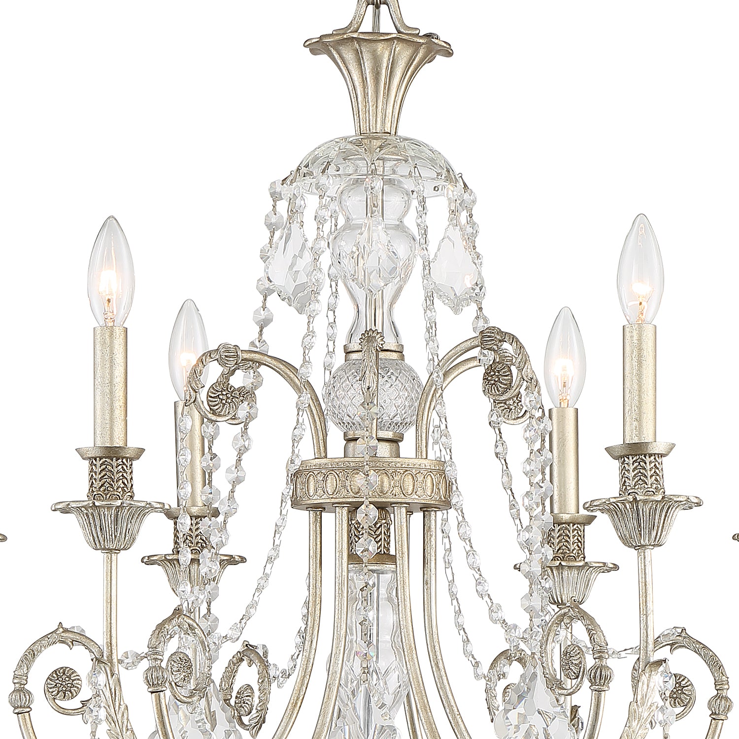 Crystorama Regis 5116-OS-CL-MWP – 26 Inch – 6 Light – Chandelier – Clear Crystal – Olde Silver – Damp Rated