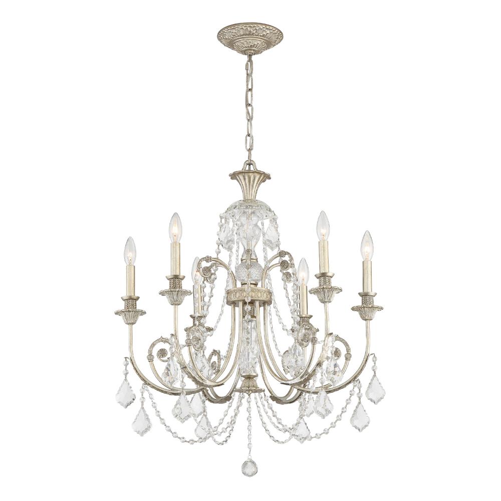 Regis 6 Light Spectra Crystal Olde Silver Chandelier