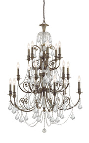 Crystorama Regis 5117-EB-CL-MWP – 36.5 Inch – 18 Light – Chandelier – Clear Crystal – English Bronze – Damp Rated
