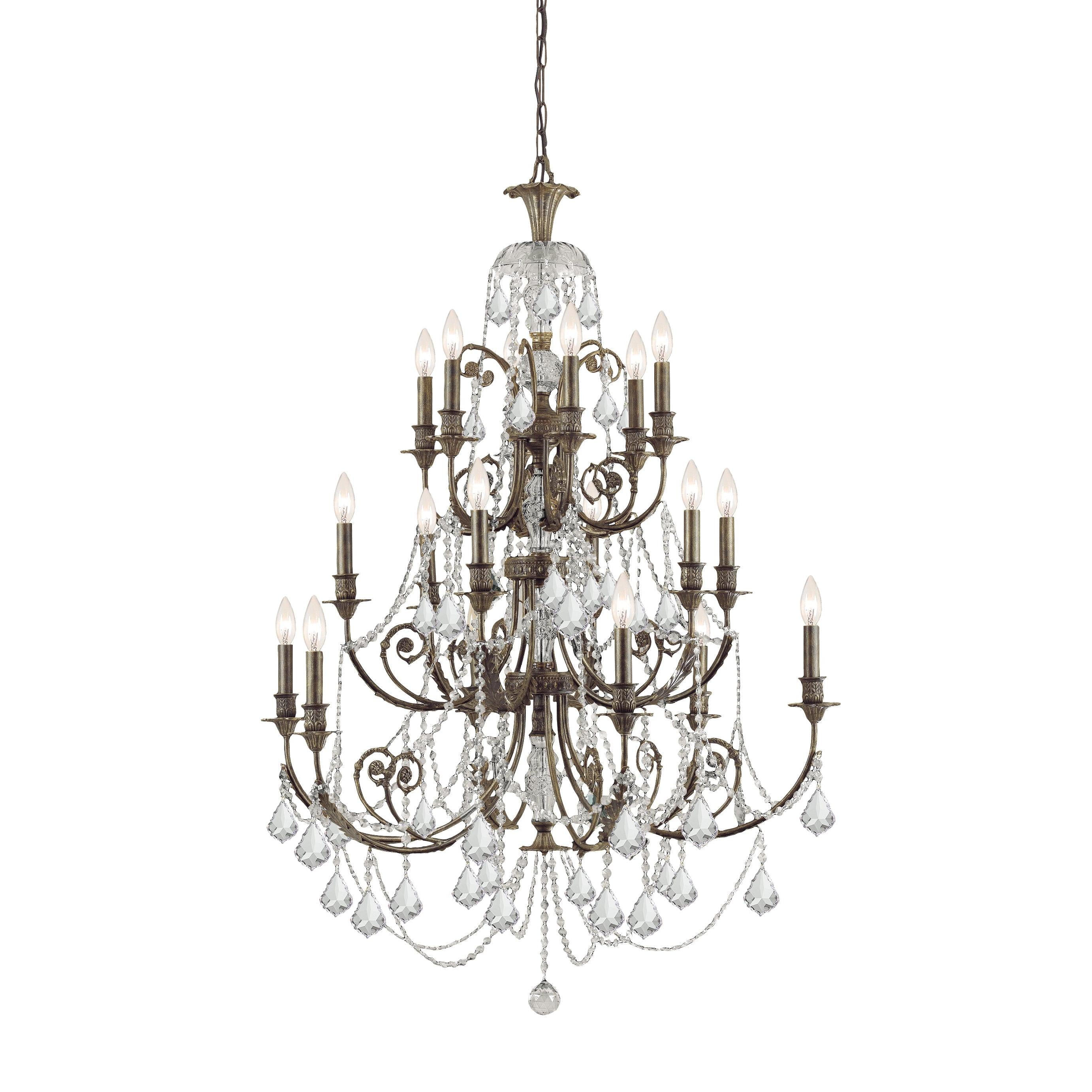 Crystorama Regis 5117-EB-CL-MWP – 36.5 Inch – 18 Light – Chandelier – Clear Crystal – English Bronze – Damp Rated
