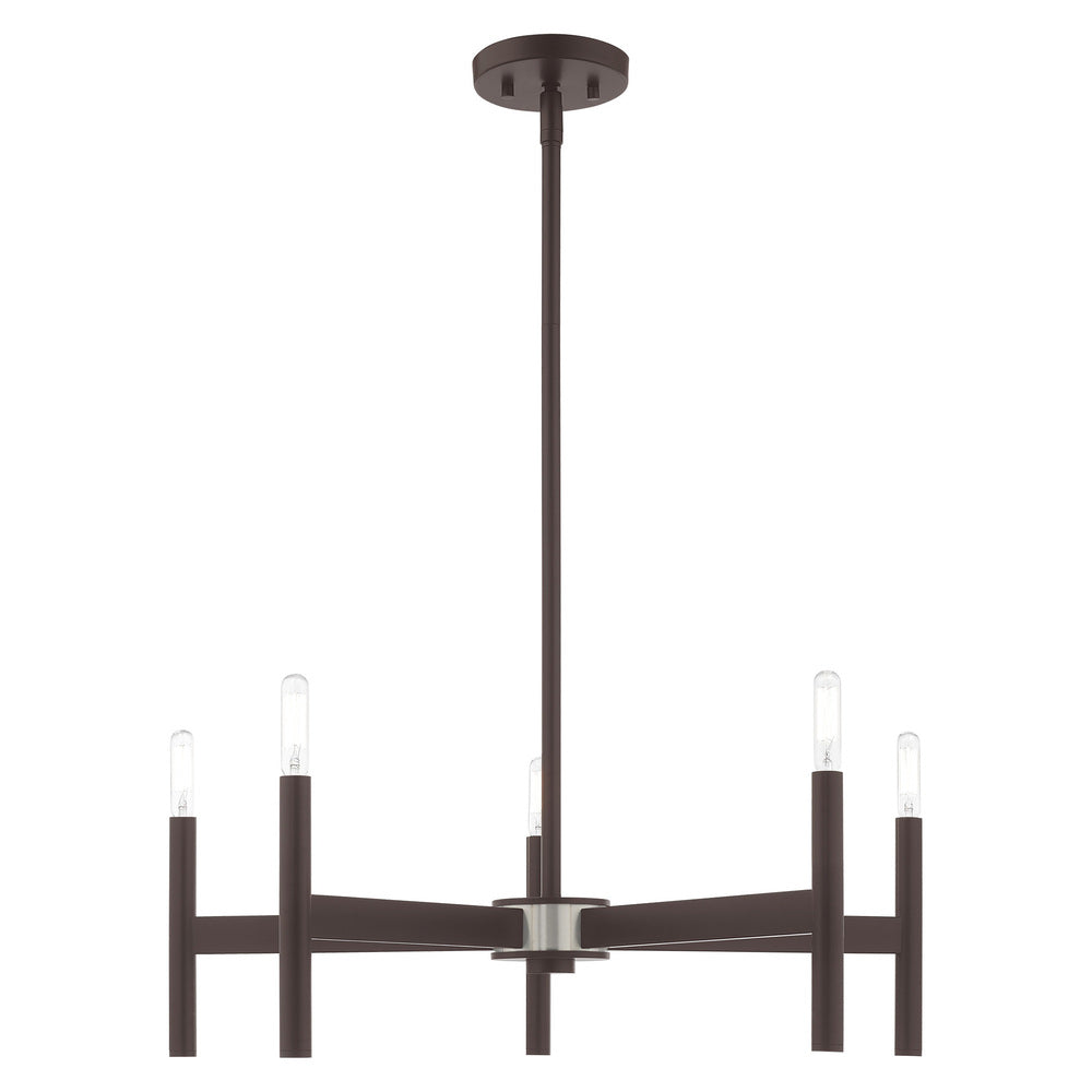 Livex Lighting COPENHAGEN 51175-07 Chandelier Contemporary - Bronze With Brushed Nickel Accents