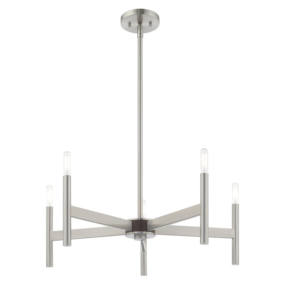 Livex Lighting COPENHAGEN 51175-91 Chandelier Contemporary - Brushed Nickel With Bronze Accents