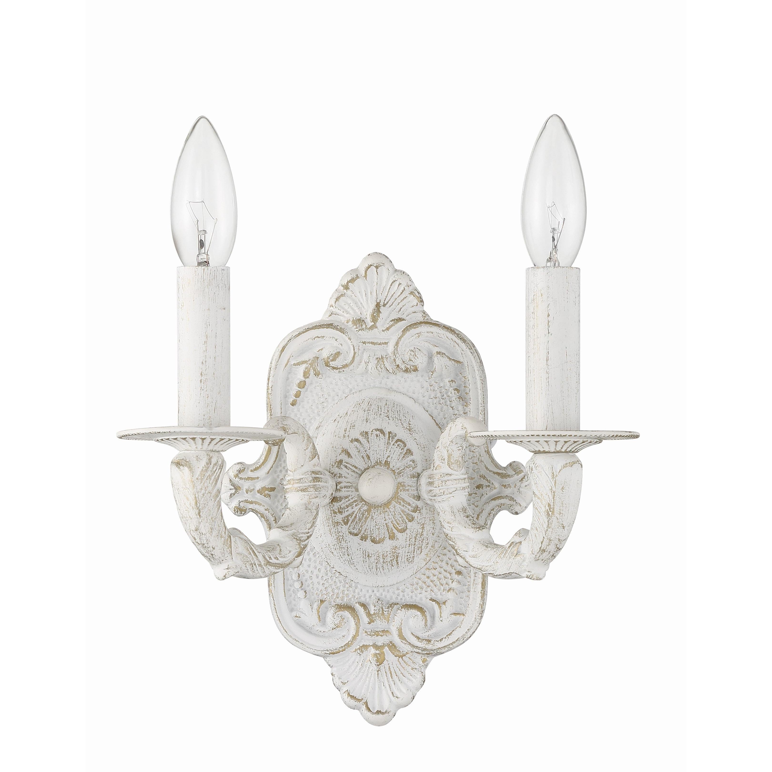 Crystorama Paris Market 5122-AW – 10 Inch – 2 Light – Sconce – Antique White – Dry Rated