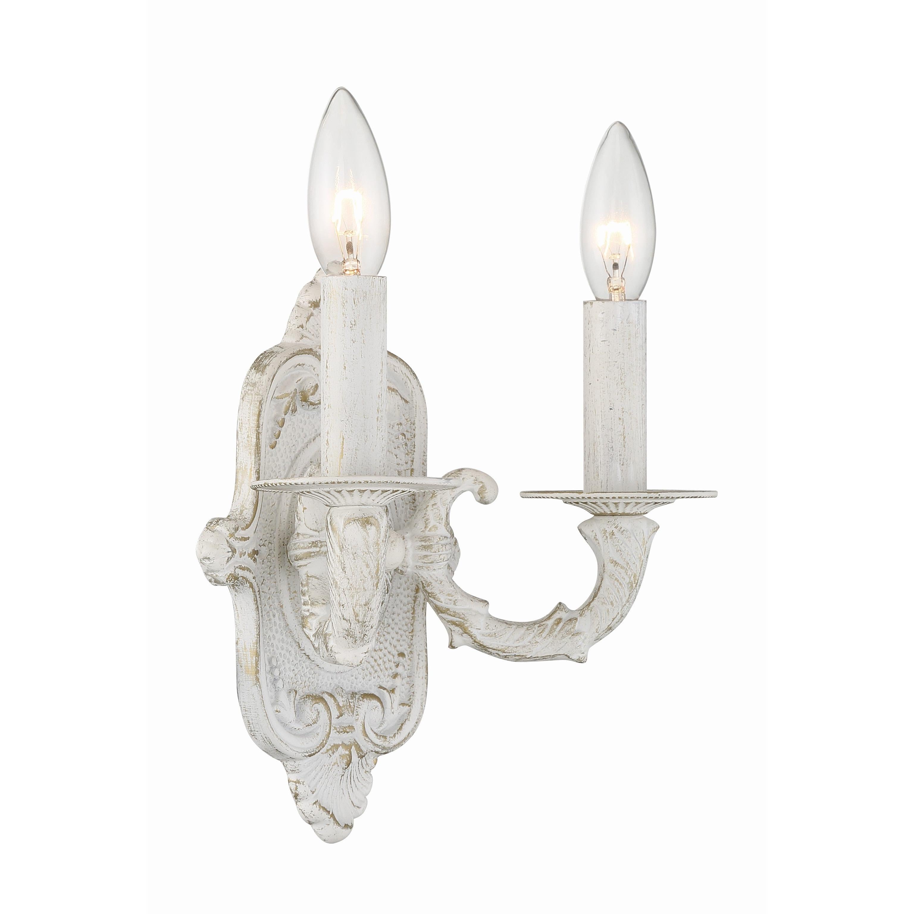 Crystorama Paris Market 5122-AW – 10 Inch – 2 Light – Sconce – Antique White – Dry Rated
