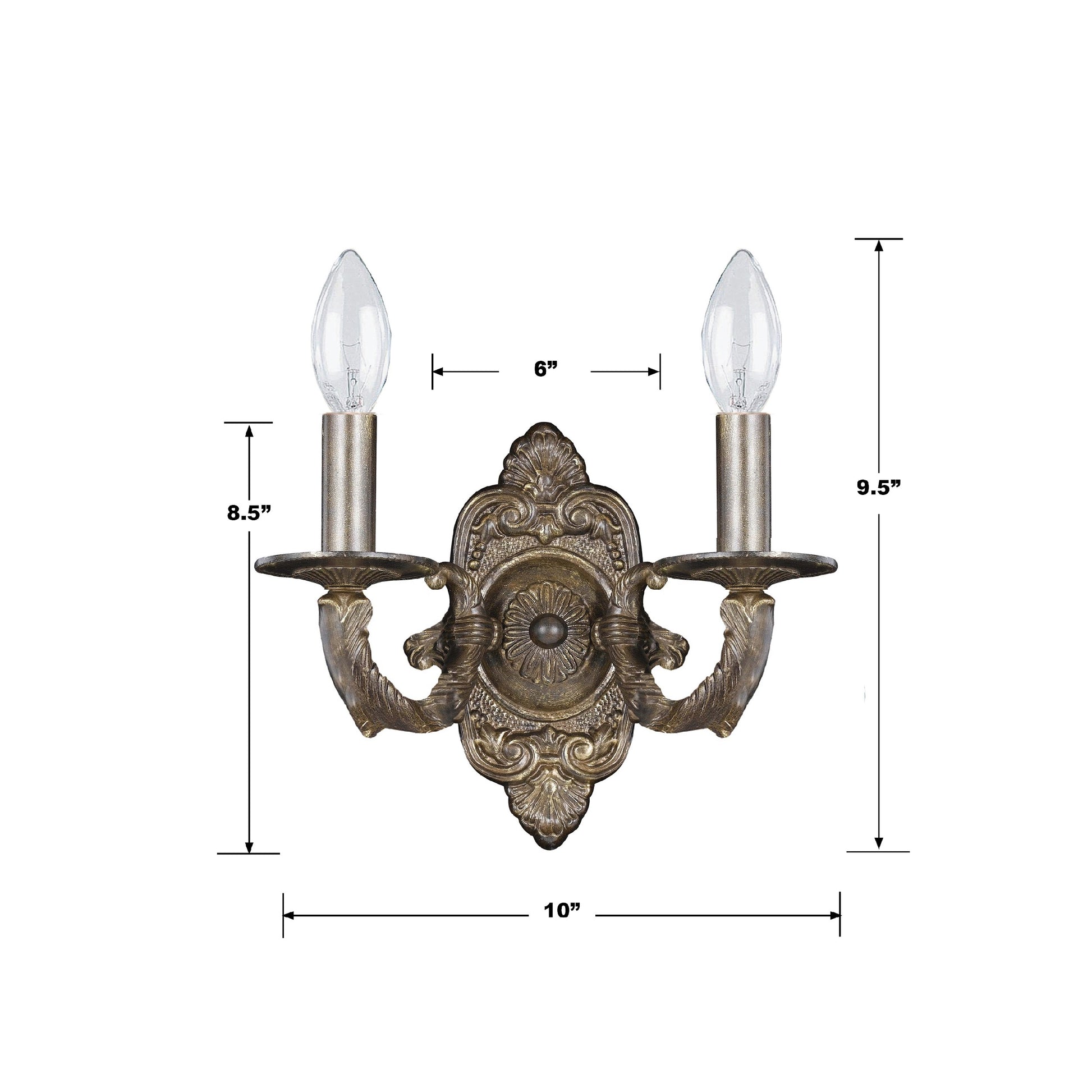 Crystorama Paris Market 5122-VB – 10 Inch – 2 Light – Sconce – Venetian Bronze – Dry Rated