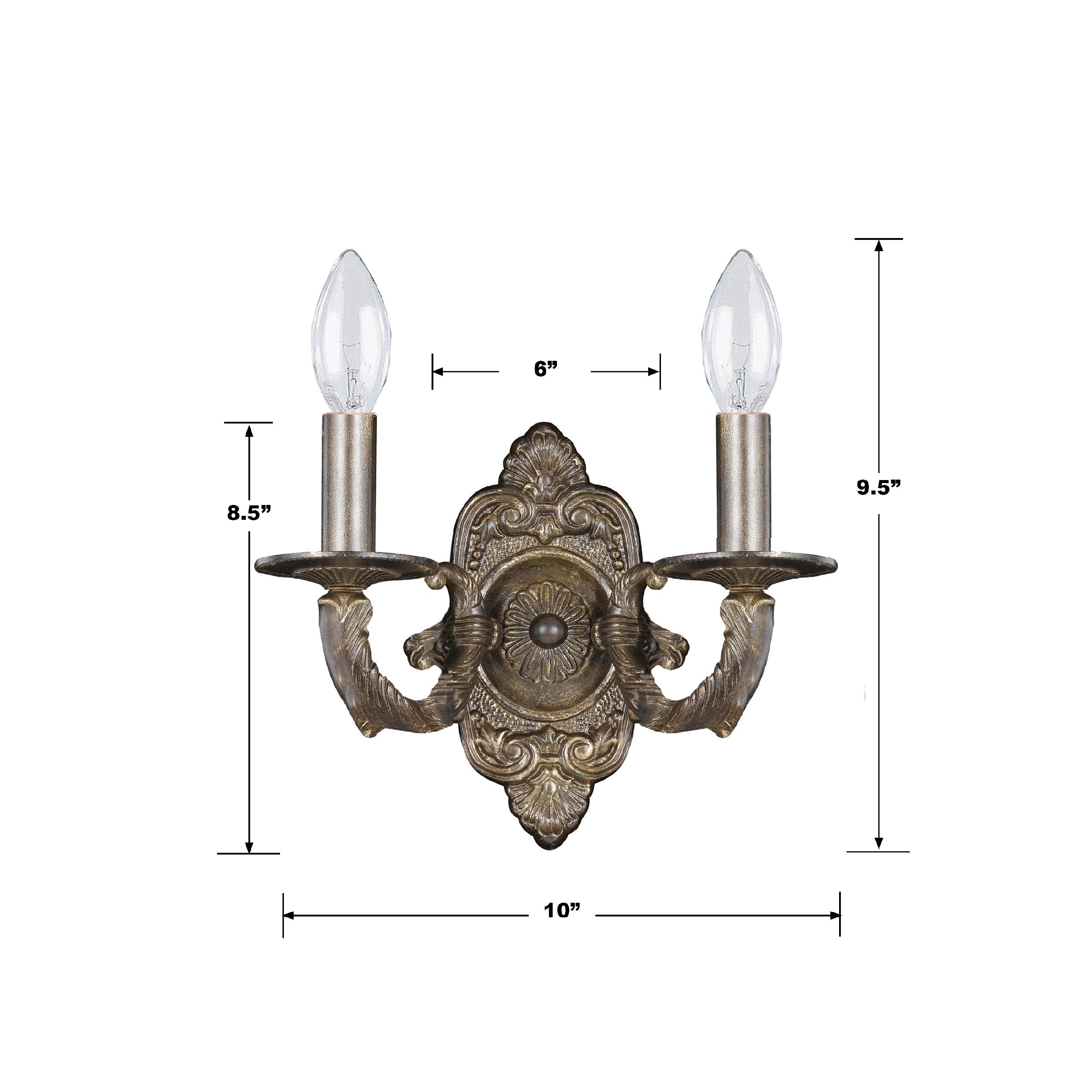Crystorama Paris Market 5122-VB – 10 Inch – 2 Light – Sconce – Venetian Bronze – Dry Rated