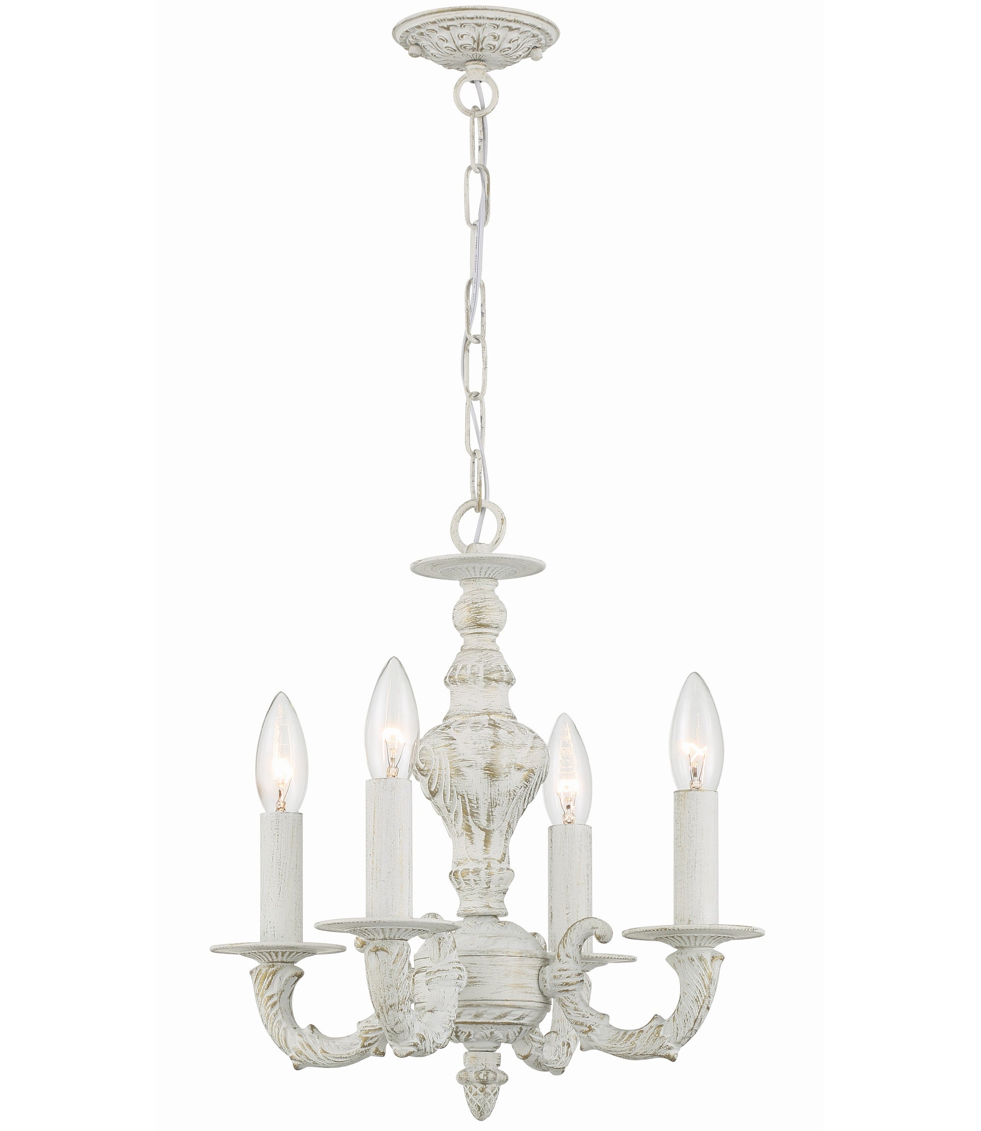Crystorama Paris Market 5124-AW – 13.5 Inch – 4 Light – Chandelier – Antique White – Damp Rated