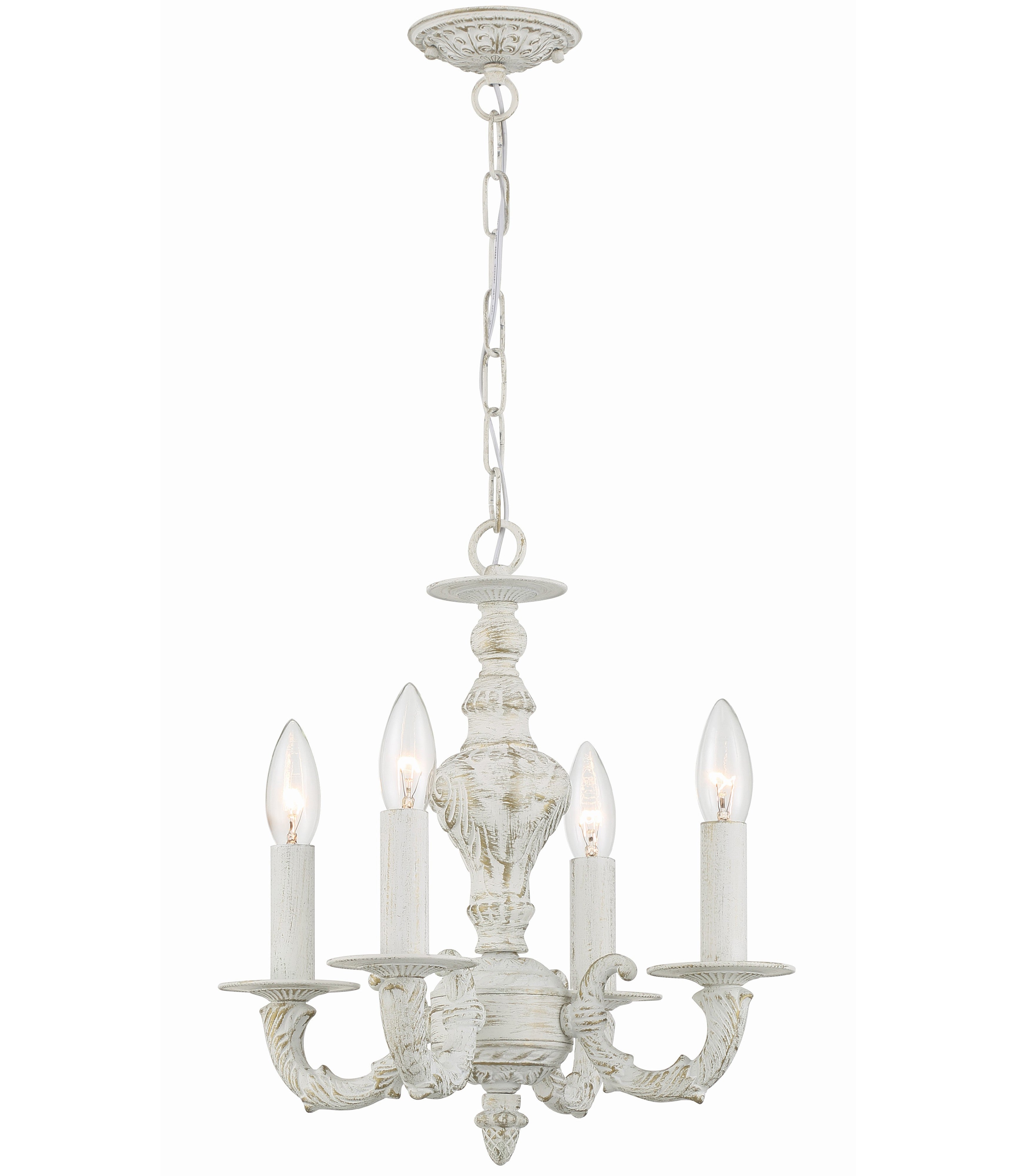 Crystorama Paris Market 5124-AW – 13.5 Inch – 4 Light – Chandelier – Antique White – Damp Rated